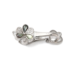 Платина Латунное микропейв, прозрачный кубический цирконий, складные застежки, без кадмия, без никеля и без свинца, с ушком оболочкой, цветок, платина, 29 мм, отверстие : 1.2 мм