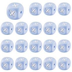 Letter U 20Pcs Blue Cube Letter Silicone Beads 12x12x12mm Square Dice Alphabet Beads with 2mm Hole Spacer Loose Letter Beads for Bracelet Necklace Jewelry Making, Letter.U, 12mm, Hole: 2mm