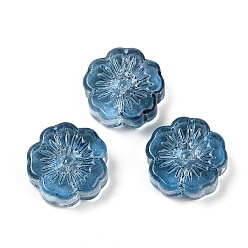 Полуночно-синий Прозрачные стеклянные бусины, цветы, спекающийся лак, темно-синий, 14x14.5x5.5~6 мм, отверстие : 1.2 мм