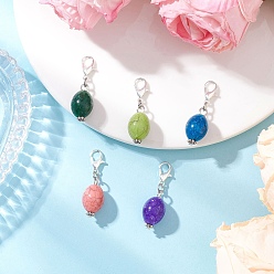 (52) Непрозрачная лаванда Овальный акриловый имитация бирюзового подвесного украшения, с цинковым сплавом застежками омаров коготь, разноцветные, 33 мм