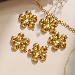 Настоящее золото 18K 304 подвески из нержавеющей стали, цветочный шарм, реальный 18 k позолоченный, 27x24.5x4.5 мм, отверстие : 1.6 мм