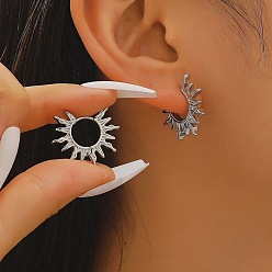 Платина 304 серьги-кольца из нержавеющей стали и латуни, солнце, платина, 25 мм