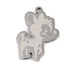 Stainless Steel Color Non-Tarnish 201 Stainless Steel Pendants, Deer Charm, Stainless Steel Color, 24.5x17.5x1.5mm, Hole: 1mm