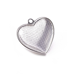 Сердце Сеттинги для кулона(кабошонов), сплав, платина, сердце, лоток : 31x26.56 мм, 35.5x35.5x3.5 мм, отверстие : 2.5 мм