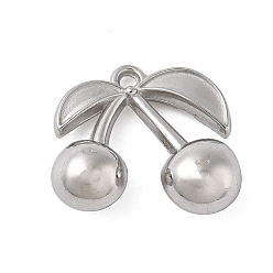 Нержавеющая Сталь Цвет 304 подвески из нержавеющей стали, вишня, цвет нержавеющей стали, 16x19x7 мм, отверстие : 1.6 мм