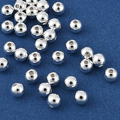 Серебро Латунные бусины, без свинца, без кадмии и без никеля, круглые, серебряные, 4.5x4 мм, отверстие : 1 мм