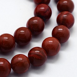 Red Jasper Natural Red Jasper Beads Strands, Round, 10mm, Hole: 1mm, about 37pcs/strand,  14.76 inch(37.5cm)