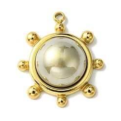Бежевый Ионное покрытие (IP) 304 жемчужные подвески из нержавеющей стали, солнечные чары, реальный 14 k позолоченный, бежевые, 19.5x17x6.5 мм, отверстие : 1.4 мм