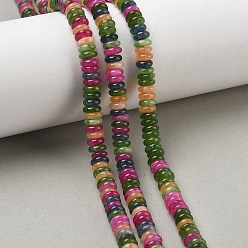 Color mezclado Teñidos naturales blancas perlas de jade hebras, rondelle lisa, color mezclado, 6.5x2 mm, agujero: 1.1 mm, sobre 167 unidades / cadena, 14.76'' (37.5 cm)