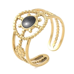 Настоящее золото 18K Ионное покрытие (ip) 304 эмалированные кольца на манжетах рулевого управления из нержавеющей стали, открытые кольца для женщин, реальный 18 k позолоченный, 13 мм