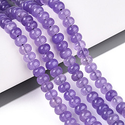 Средний Фиолетовый Окрашенные природные белый нефрит бисер пряди, рондель, средне фиолетовый, 6~6.5x4~4.5 мм, отверстие : 1 мм, около 86~90 шт / нитка, 14.57~15.16'' (37~38.5 см)