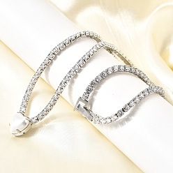 Платина Теннисные ожерелья с прозрачными кубическими цирконами и латунным паве, ожерелья с подвесками из искусственного жемчуга белого АБС, стойки покрытие, долговечный, без свинца и без кадмия, платина, 16.93 дюйм (43 см)