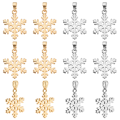 (52) Непрозрачная лаванда 12 шт. 2 цвета латунные подвески, снежинка, разноцветные, 19.5x15x1.5 мм, отверстие : 4.5~5x2.5 мм, 6 шт / цвет