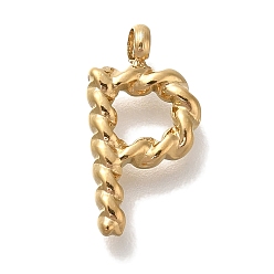 Letter P Вакуумное покрытие pvd 304 подвески из нержавеющей стали, реальный 18 k позолоченный, буквенное очарование, Письмо P, 14.5x7.5x3 мм, отверстие : 1.8 мм