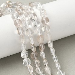 Хрусталь Природных кристаллов кварца бисер нитей, горного хрусталя, граненый квадратный разрез, плоско-круглые, 8~8.5x4.5~6.8 мм, отверстие : 0.8~1.2 мм, около 48~49 шт / нитка, 15.08''~15.35'' (38.3~39 см)