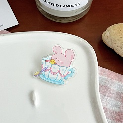 Кролик Акриловая брошь для рюкзака, кролик в чашке, 35~38 мм