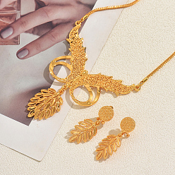 Золотой Женские серьги-гвоздики и подвеска в виде колоса пшеницы из сплава., золотые, ожерелья: 14.96 дюйм (38 см)