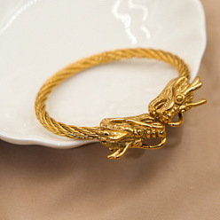Дракон 304 браслеты-манжеты из нержавеющей стали для унисекс, золотые, дракон, внутренний диаметр: 2-5/8 дюйм (6.6 см)