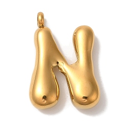 Letter N Ионное покрытие (ip) 304 подвески из нержавеющей стали, шарм-буква, золотые, Письмо N, 24x16.5x6 мм, отверстие : 2 мм