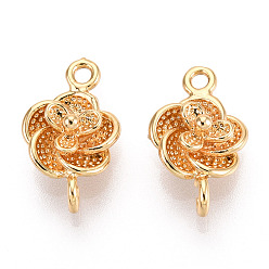Настоящее золото 18K Подвески-соединители в виде цветка из латуни, без никеля , долговечный, реальный 18 k позолоченный, 15.9x9.2x5.1 мм, Отверстие : 1.5 мм & 1.6 мм
