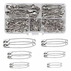 Platinum Iron Safety Pins, Platinum, 22~56x5~11x2~3mm, Pin: 0.5~1mm, 220pcs/box
