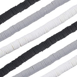 (52) Непрозрачная лаванда 3 нити 3 цвета плоские круглые бусины из полимерной глины ручной работы, диск хейши бусины для гавайских серег браслет ожерелья ювелирных изделий, разноцветные, 6x1 мм, отверстие : 2 мм, около 353~378 шт / нитка, 17.70 дюйм (44.95 см), 1 прядь / цвет