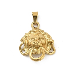 Золотой 304 подвески из нержавеющей стали, лев, ионное покрытие (ip), золотые, 28x23x8 мм, отверстие : 6x3 мм