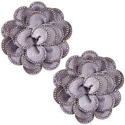 Серый 2 шт. пряжек для обуви из полиэстера с цветочным рисунком, cmолой горный хрусталь, серые, 68x12.5~23 мм