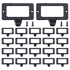 Black 25Pcs Rectangle Zinc Alloy Label Frame Card Holder, for Drawer, Jewelry Box Accessories, with Screw, Black, 43.5x58.5x2.3~14mm