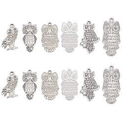 Нержавеющая Сталь Цвет 12 шт 6 стиль 304 подвески из нержавеющей стали, сова, цвет нержавеющей стали, 2 шт / стиль