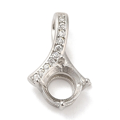 Silver Brass Crystal Rhinestone Pendant Cabochon Settings, Open Back Settings, Rhombus, Silver, Tray: 5mm, 15x9.5x4.5mm, Hole: 4.5x2.5mm