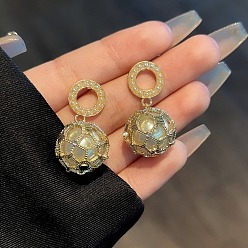 Round Imitation Pearl Dangle Earrings for Women, Round, 24x10mm