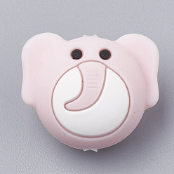 Pink Food Grade Eco-Friendly Silicone Focal Beads, Elephant, Pink, 20x24x15.5mm, Hole: 2mm
