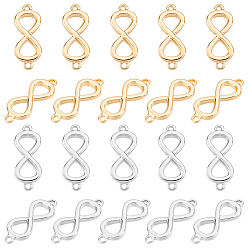 Платиновый & Золотой 20 шт. 2 цвета соединительные элементы из латуни, долговечный, бесконечность, платиной и золотом, 16.5x6.5x1.5 мм, отверстие : 1 мм, 10 шт / цвет
