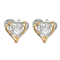 Позолоченный и Цвет Нержавейки 304 подвески из нержавеющей стали, ионное покрытие (ip), , сердце прелести, настоящее золото и нержавеющая сталь, 18x18.5x3 мм, отверстие : 1.5 мм