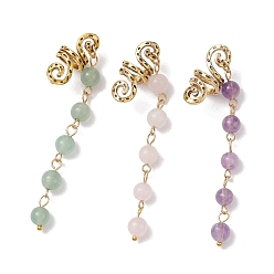 Смешанные камни Сплав дреды бусины, плетение из бисера из натуральных драгоценных камней, подвески для волос, украшения, зажимы, для укладки волос, 85 мм, 3 шт / комплект