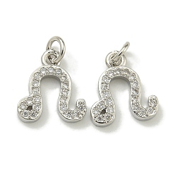 Лео Стойка металлическая латунная микропрофилированная кубическая циркония подвески, долговечный, без свинца и без кадмия, созвездий, Лев, 11x10x2 мм, отверстие : 2.5 мм