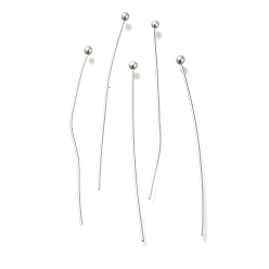 Посеребрённый Контакты латунь шаровой головкой, без свинца и без кадмия, 925 серебро покрытием, 40x0.6 мм, Руководитель: 2 mm