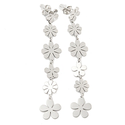 Нержавеющая Сталь Цвет Не тускнеющие 304 серьги-гвоздики из нержавеющей стали для женщин, маленькая ромашка, цвет нержавеющей стали, 74x12 мм