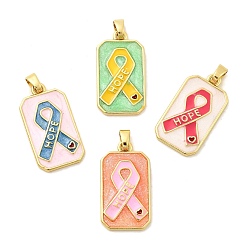 (52) Непрозрачная лаванда Подвески из латуни с эмалью в форме прямоугольника с узором из шелковой ленты, стойки покрытие, долговечный, без кадмия и без свинца, золотые, разноцветные, 28x15.5x2.5 мм, отверстие : 5.5x3.5 мм