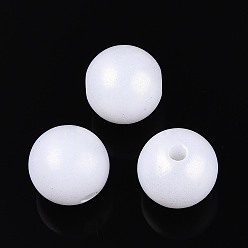 Белый Дым Прорезиненные радужные непрозрачные акриловые бусины, радужный, круглые, серый, 10 мм, отверстие : 2 мм, Около 1085 шт / 500 г