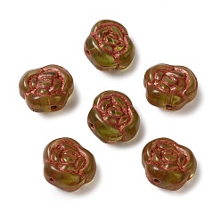 Темно-Золотистый Прозрачные бусины лэмпворк, роза, темные золотарник, 13x8 мм, отверстие : 1 мм, Около 65~75 шт / 100 г