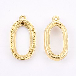 Golden Brass Pendant Cabochon Open Back Settings, Long-Lasting Plated, Oval, Golden, Tray: 7.5x14mm, 19x10x2mm, Hole: 1mm