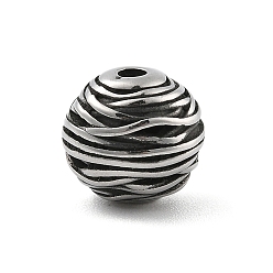 Античное Серебро 304 из нержавеющей стали бусы, круглые, античное серебро, 10.5x9.5 мм, отверстие : 1.8 мм