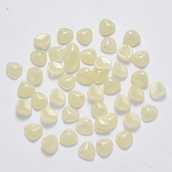 Pale Goldenrod Imitation Jade Glass Charms, Petaline, Pale Goldenrod, 7x8x2.5mm, Hole: 1mm