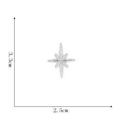 Серебро Ткань для компьютерной вышивки самоклеящаяся/пришиваемая нашивка, аксессуары для костюма, 8 остроконечная звезда, серебряные, 33x25 мм