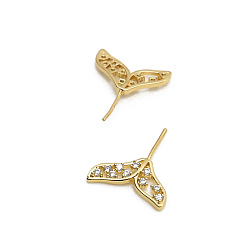 Golden Brass Micro Pave Clear Cubic Zirconia Fishtail Head Pins, for Baroque Pearl Making, Golden, 20x16mm