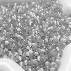 Темно-Серый Имитация кошачьего глаза стеклянные бусины, два тона, круглые, темно-серый, 4x3 мм, отверстие : 1.2 мм, около 10 г / набор, 140 шт / комплект