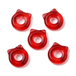 (123L) Белый крем непрозрачный блеск Стеклянные бусины, кошка, огнеупорный кирпич, 14.5x14x4.5 мм, отверстие : 6 мм