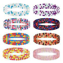 (52) Непрозрачная лаванда 8шт 8 цвета бусины на талии, стрейч-цепочка для тела со сверкающими стеклянными семенами, модные украшения для бикини для женщин, разноцветные, 31-1/2~32-1/4 дюйм (80~82 см), 1 шт / цвет